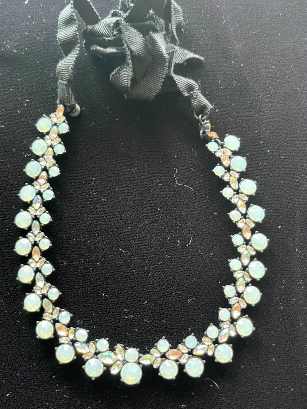 JCrew Frosted crystal ribbon necklace - Black and White
